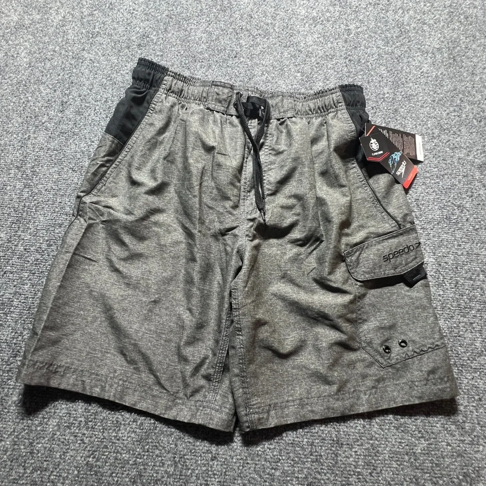 NEW Speedo Mens Volley 20 Swim Trunks Grey TurboDri Mesh Liner Medium 7784077